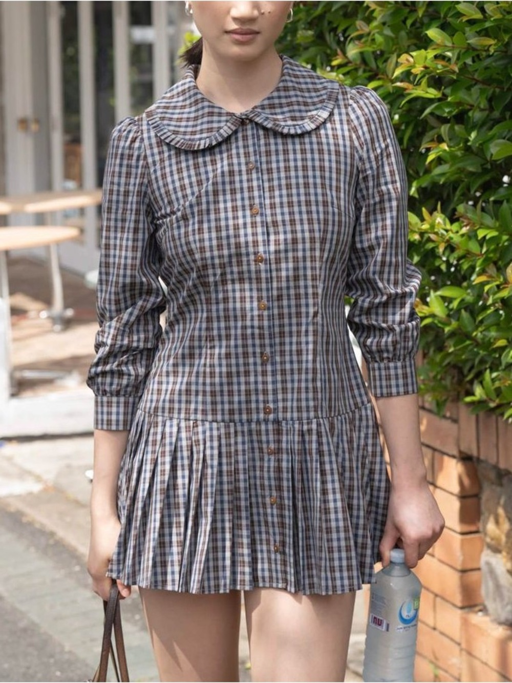 My Mum Made It Plaid Mini Dress with Peter Pan Collar